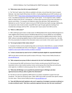 4/23/14 Webinar: Fast Track Medicaid for SNAP Participants