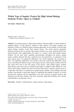 Which Type of Inquiry Project Do High School Biology Students Prefer