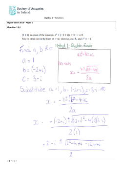 Algebra 1 &ndash; Solutions 1 | Page Higher Level 2016