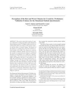 Perceptions of the best and worst climates for creativity: Preliminary