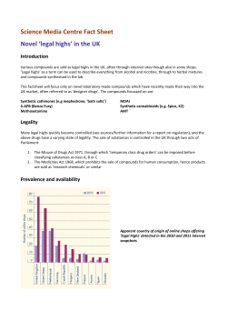 Science Media Centre Fact Sheet Novel `legal highs` in the UK