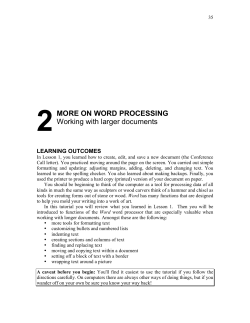 2MORE ON WORD PROCESSING Working with larger documents