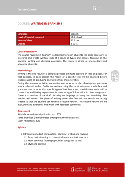 COURSE: WRITING IN SPANISH I