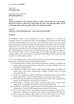 Current Report No. 32/2014 Report Date: 18 November 2014