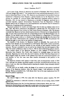 implications from the baxstrom experience