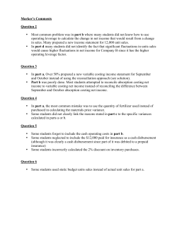 Marker`s Comments Question 2 &bull; Most common problem was in part