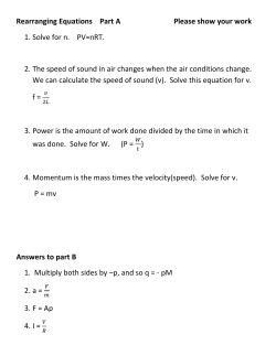 Rearranging Equations Part A Please show your work 1. Solve for n