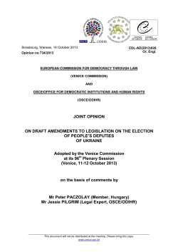 JOINT OPINION ON DRAFT AMENDMENTS TO LEGISLATION ON