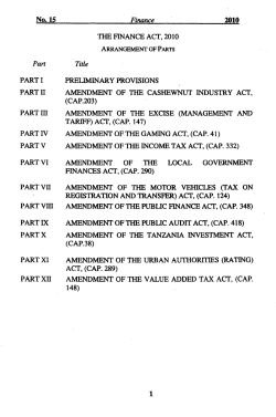 PART I PARTll PARTlY PART V PART IX PART X THE FINANCE
