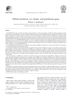 Orbital insolation, ice volume, and greenhouse gases