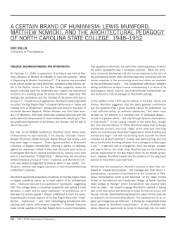 A CeRTAIN BRAND oF HUMANISM: LeWIS MUMFoRD, MATTHeW