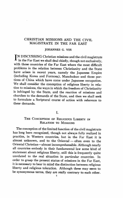 CHRISTIAN MISSIONS AND THE CIVIL MAGISTRATE IN THE FAR