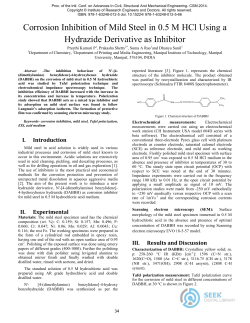 Corrosion Inhibition of Mild Steel in 0.5 M HCl Using a Hydrazide