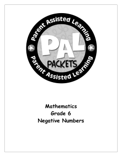 Mathematics Grade 6 Negative Numbers