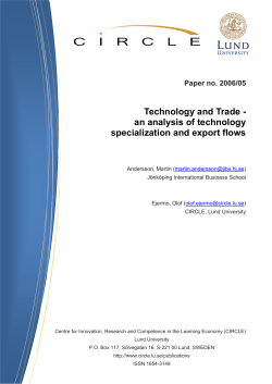 Technology and Trade-an analysis of technology specialization and