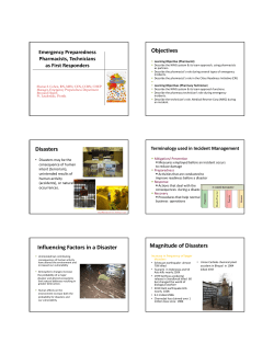 Objectives Disasters Influencing Factors in a Disaster Magnitude of