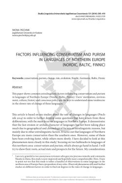 factors influencing conservatism and purism in languages of