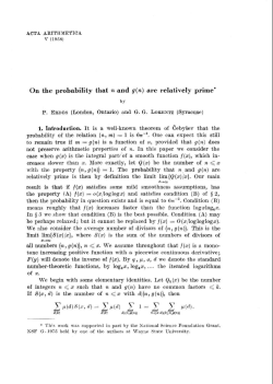 On the probability that n. and g(n) are relatively prime*