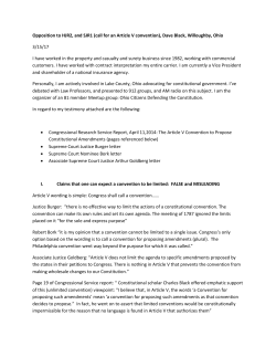 Opposition to HJR2, and SJR1 (call for an Article V convention