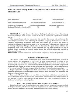 suleymaniye mosque: space construction and technical challenges