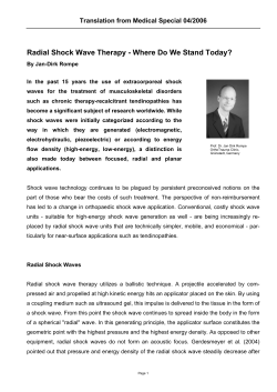 Radial Shock Wave Therapy - Where Do We Stand