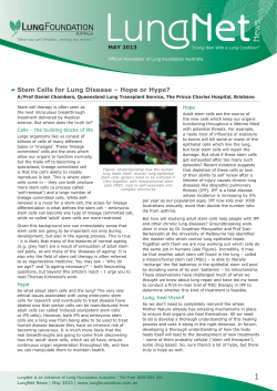 Stem Cells for Lung Disease &ndash; Hope or Hype?