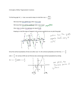 Section 4.6: Graphs of the Other Trigonometric Functions