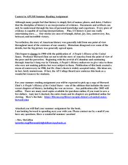 Context to APUSH Summer Reading Assignment Although many