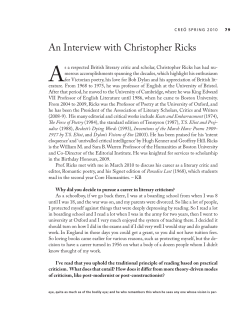 An Interview with Christopher Ricks