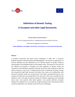 Definitions of Genetic Testing in European and other