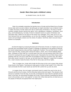 OT Stories: Jonah, more than just a children`s story