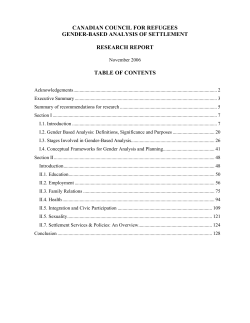 Gender-Based Analysis of Settlement