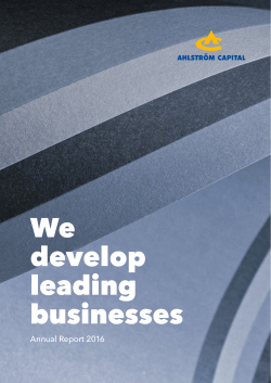 Ahlstr&ouml;m Capital Annual Report 2016
