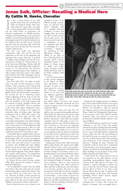 Jonas Salk, Officier: Recalling a Medical Hero