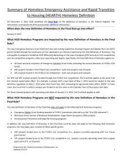 TAC Summary of Homeless Definition Rule