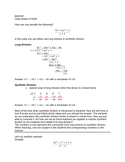 MAE301 Class Notes 4/16/09 How can one simplify the following? 9