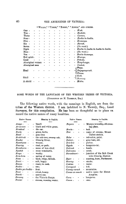 Some words of the language of the Western tribes of Victoria