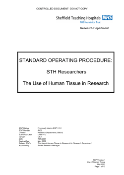 STH Researchers The Use of Human Tissue in Research
