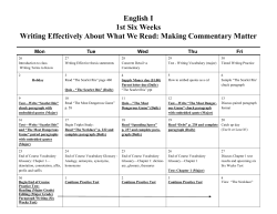 English I 1st Six Weeks Writing Effectively About What We Read