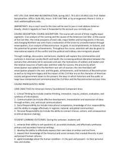 HIST 370: CIVIL WAR AND RECONSTRUCTION, Spring