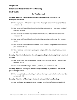 Chapter 24 Differential Analysis and Product Pricing Study Guide Do