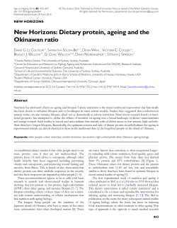 New Horizons: Dietary protein, ageing and the