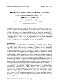 ELECTRONIC STOPPING POWER OF VARIOUS ORGANIC