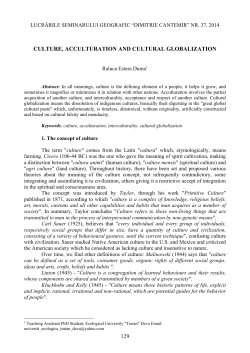 Culture, acculturation and cultural globalization