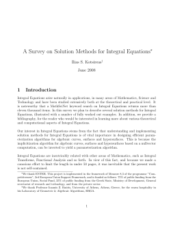 A Survey on Solution Methods for Integral Equations∗