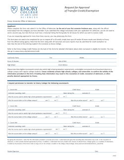 Request for Approval of Transfer Credit/Exemption