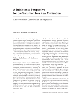 A Subsistence Perspective for the Transition to a New Civilization