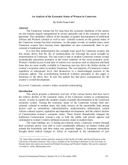 An Analysis of the Economic Status of Women in Cameroon