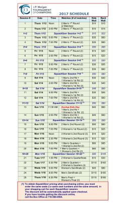2017 ToC Schedule and Prices