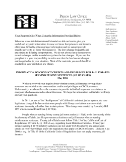 Conduct Credits and Privileges for Jail Inmates